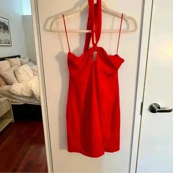 Abercrombie Red Halter Dress with Cut Out SIZE SP - Picture 3 of 5